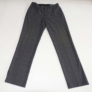 Calvin Klein Men's Dress Pants 32 x 32 Medium Gray Plaid Flat Front Slacks CK